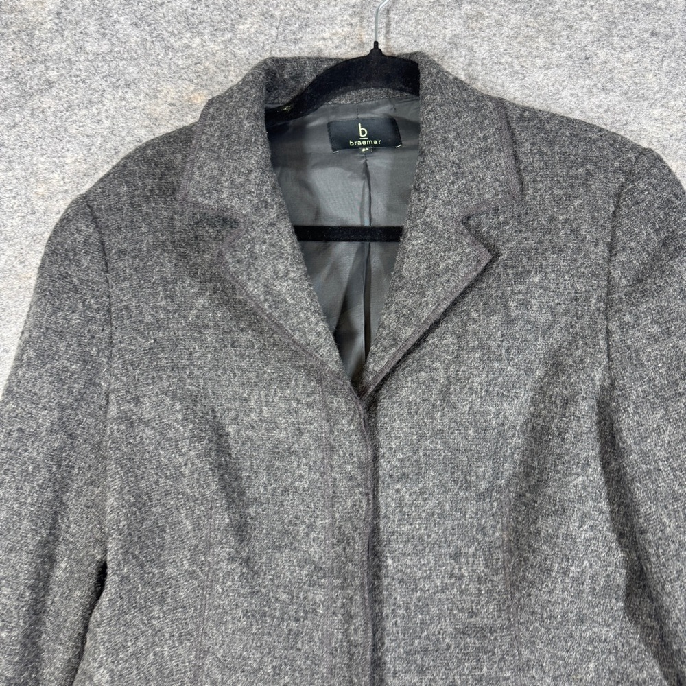 Vintage Braemar Grey Wool Blend Blazer Jacket Size 6P Minimalist Classic Luxury - Picture 3 of 16